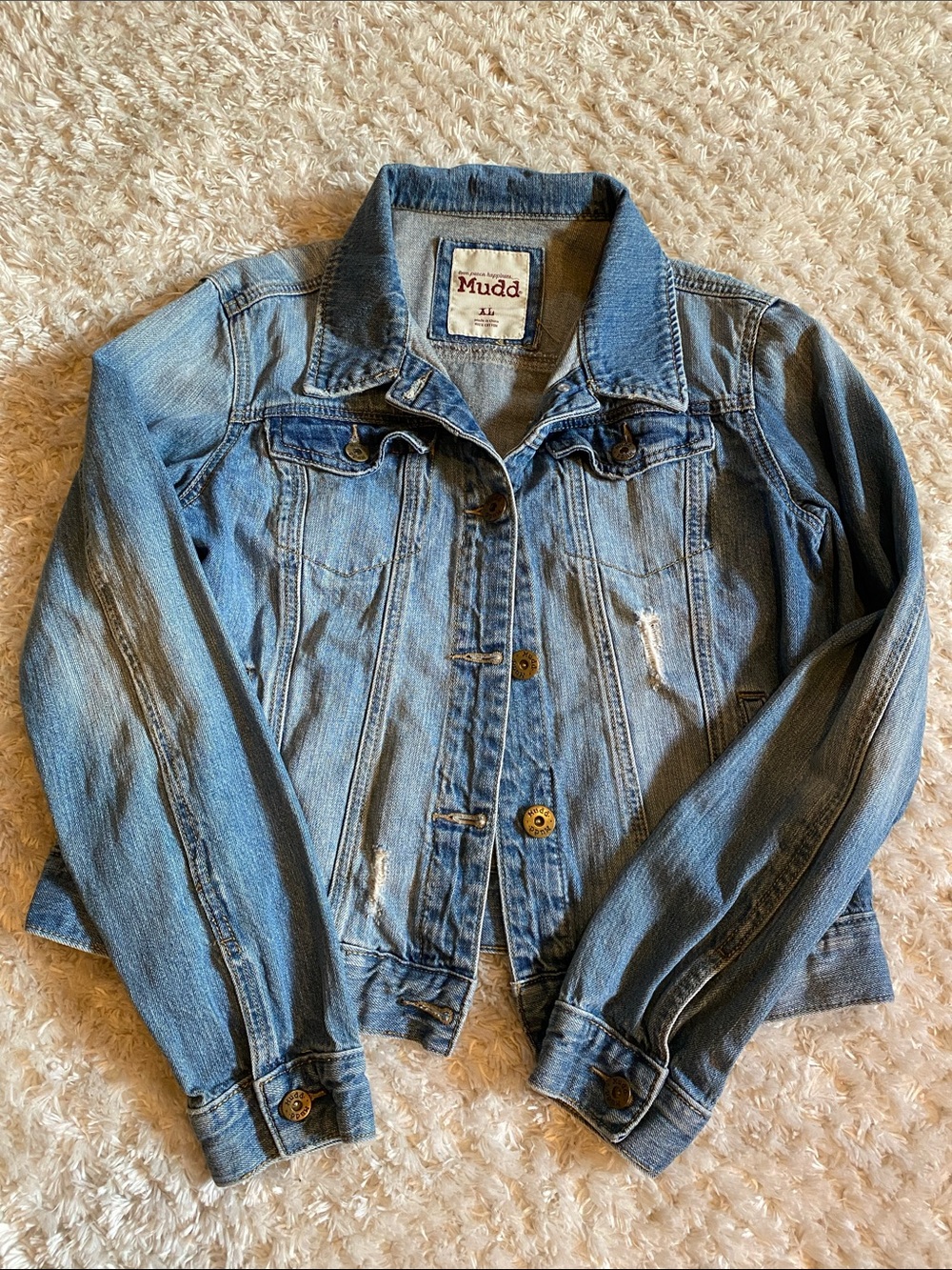 Mudd Light Blue Denim Jacket with Subtle Distressing